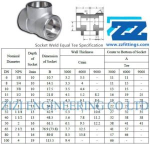 Socket Weld Equal Tee Specification & Stainless Steel Pipe Fittings | Zizi