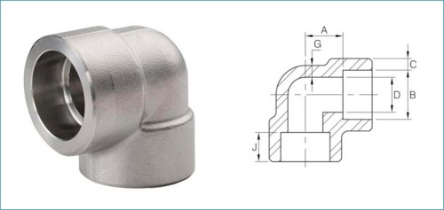 dimension of socket weld elbow